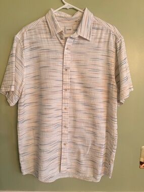 Boys+Arrows Lightweight Short-Sleeve Button-Down in White with Blue Stripe